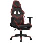 vidaXL Silla gaming con reposapiés cuero sintético negro rojo tinto vidaXL Silla gaming con reposapiés cuero sintético negro rojo tinto