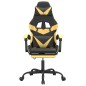 vidaXL Silla gaming con reposapiés cuero sintético negro dorado vidaXL Silla gaming con reposapiés cuero sintético negro dorado
