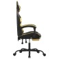 vidaXL Silla gaming con reposapiés cuero sintético negro dorado vidaXL Silla gaming con reposapiés cuero sintético negro dorado