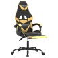vidaXL Silla gaming con reposapiés cuero sintético negro dorado vidaXL Silla gaming con reposapiés cuero sintético negro dorado