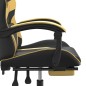 vidaXL Silla gaming con reposapiés cuero sintético negro dorado vidaXL Silla gaming con reposapiés cuero sintético negro dorado