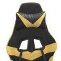 vidaXL Silla gaming con reposapiés cuero sintético negro dorado vidaXL Silla gaming con reposapiés cuero sintético negro dorado