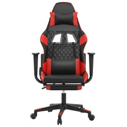 vidaXL Silla gaming con reposapiés cuero sintético negro rojo