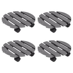vidaXL Soportes con ruedas para plantas 4 unidades gris WPC Ø30x7,5 cm