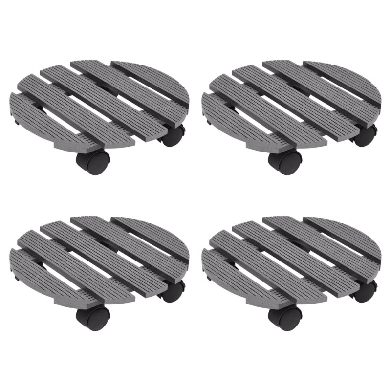 vidaXL Soportes con ruedas para plantas 4 unidades gris WPC Ø30x7,5 cm vidaXL Soportes con ruedas para plantas 4 unidades gris WPC Ø30x7,5 cm