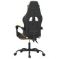 vidaXL Silla gaming con reposapiés cuero sintético negro dorado