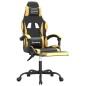 vidaXL Silla gaming con reposapiés cuero sintético negro dorado