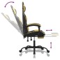 vidaXL Silla gaming con reposapiés cuero sintético negro dorado