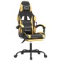 vidaXL Silla gaming con reposapiés cuero sintético negro dorado