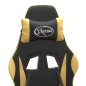 vidaXL Silla gaming con reposapiés cuero sintético negro dorado