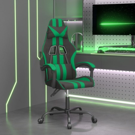 vidaXL Silla gaming cuero sintético negro y verde