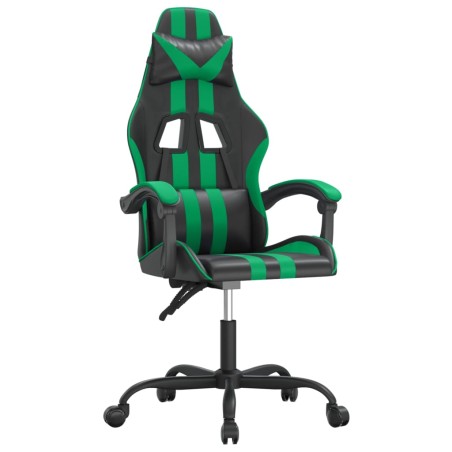 vidaXL Silla gaming cuero sintético negro y verde