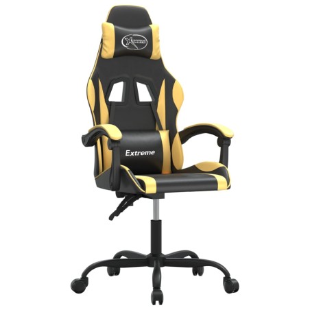 vidaXL Silla gaming cuero sintético negro y dorado