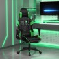 vidaXL Silla gaming con reposapiés cuero sintético negro verde vidaXL Silla gaming con reposapiés cuero sintético negro verde