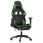 vidaXL Silla gaming con reposapiés cuero sintético negro verde vidaXL Silla gaming con reposapiés cuero sintético negro verde