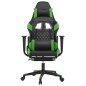 vidaXL Silla gaming con reposapiés cuero sintético negro verde vidaXL Silla gaming con reposapiés cuero sintético negro verde