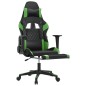 vidaXL Silla gaming con reposapiés cuero sintético negro verde vidaXL Silla gaming con reposapiés cuero sintético negro verde