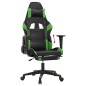 vidaXL Silla gaming con reposapiés cuero sintético negro verde vidaXL Silla gaming con reposapiés cuero sintético negro verde