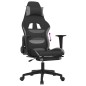 vidaXL Silla gaming con reposapiés tela gris claro y negro vidaXL Silla gaming con reposapiés tela gris claro y negro