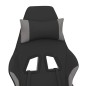 vidaXL Silla gaming con reposapiés tela gris claro y negro vidaXL Silla gaming con reposapiés tela gris claro y negro