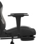 vidaXL Silla gaming con reposapiés tela gris claro y negro vidaXL Silla gaming con reposapiés tela gris claro y negro