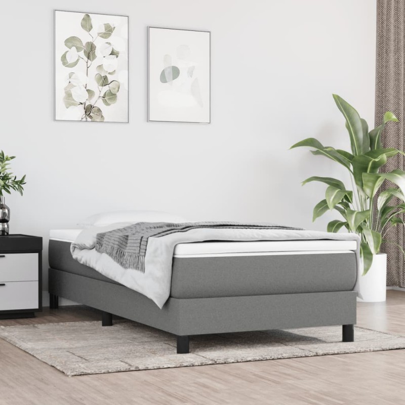 vidaXL Cama box spring con colchón tela gris oscuro 90x190 cm vidaXL Cama box spring con colchón tela gris oscuro 90x190 cm