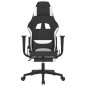 vidaXL Silla gaming con reposapiés tela negro y blanco vidaXL Silla gaming con reposapiés tela negro y blanco