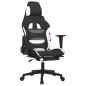 vidaXL Silla gaming con reposapiés tela negro y blanco vidaXL Silla gaming con reposapiés tela negro y blanco
