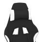 vidaXL Silla gaming con reposapiés tela negro y blanco vidaXL Silla gaming con reposapiés tela negro y blanco
