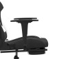 vidaXL Silla gaming con reposapiés tela negro y blanco vidaXL Silla gaming con reposapiés tela negro y blanco