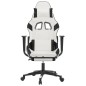 vidaXL Silla gaming con reposapiés cuero sintético blanco negro vidaXL Silla gaming con reposapiés cuero sintético blanco negro