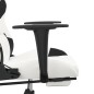vidaXL Silla gaming con reposapiés cuero sintético blanco negro vidaXL Silla gaming con reposapiés cuero sintético blanco negro