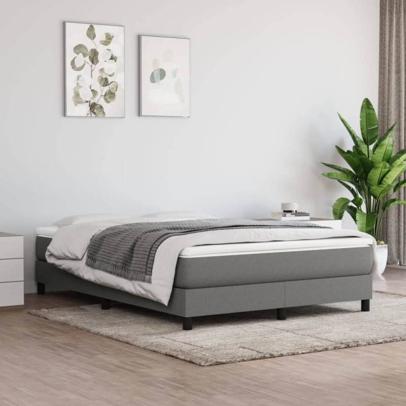 vidaXL Cama box spring con colchón tela gris oscuro 140x200 cm
