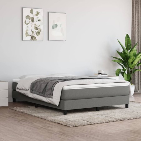 vidaXL Cama box spring con colchón tela gris oscuro 140x200 cm