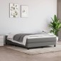 vidaXL Cama box spring con colchón tela gris oscuro 140x200 cm
