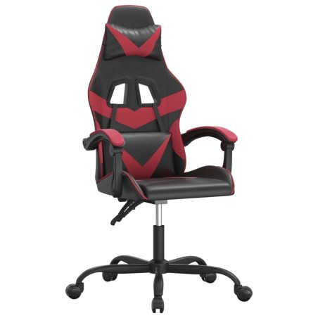 vidaXL Silla gaming cuero sintético negro y rojo vino tinto