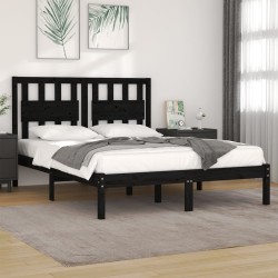 vidaXL Estructura cama madera maciza pino negra super king 180x200 cm