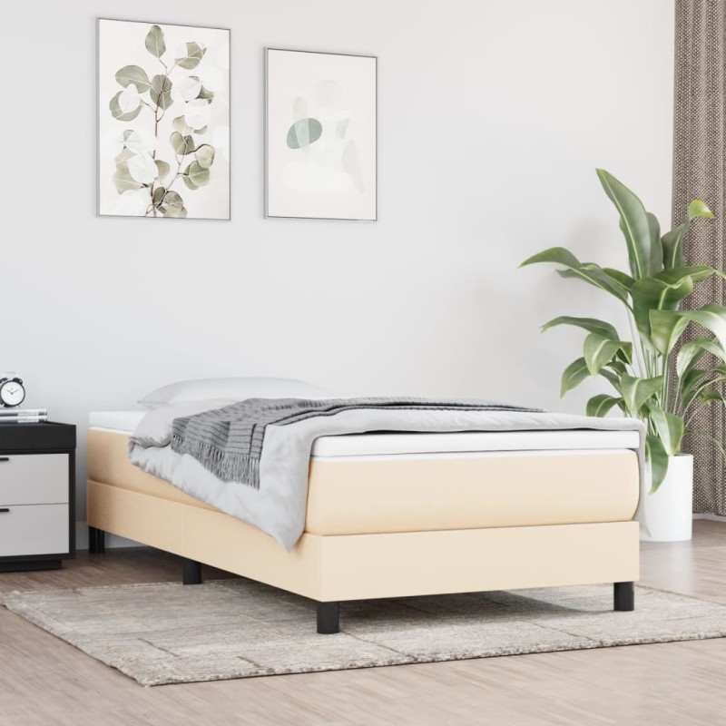 vidaXL Cama box spring con colchón tela color crema 90x200 cm vidaXL Cama box spring con colchón tela color crema 90x200 cm