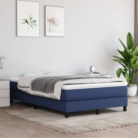 vidaXL Cama box spring con colchón tela azul 120x200 cm