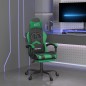 vidaXL Silla gaming con reposapiés cuero sintético negro verde vidaXL Silla gaming con reposapiés cuero sintético negro verde