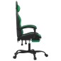 vidaXL Silla gaming con reposapiés cuero sintético negro verde vidaXL Silla gaming con reposapiés cuero sintético negro verde