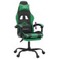 vidaXL Silla gaming con reposapiés cuero sintético negro verde vidaXL Silla gaming con reposapiés cuero sintético negro verde