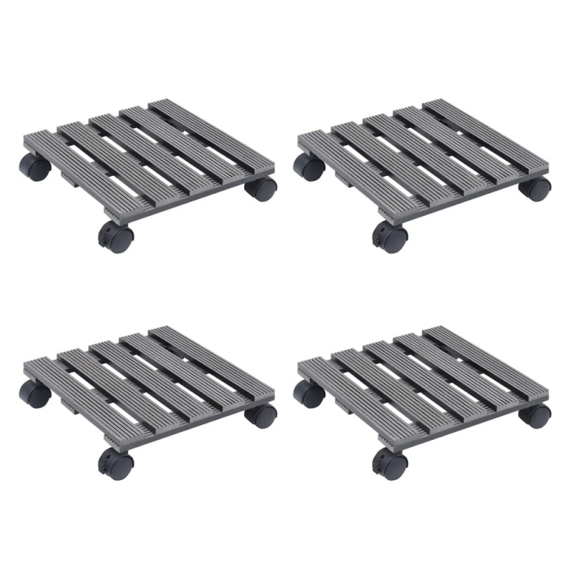 vidaXL Soportes con ruedas para plantas 4 uds gris WPC 30x30x7,5 cm vidaXL Soportes con ruedas para plantas 4 uds gris WPC 30x30x7,5 cm