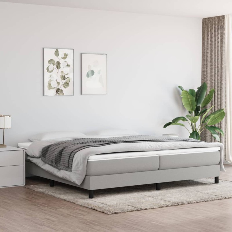 vidaXL Cama box spring con colchón tela gris claro 200x200 cm vidaXL Cama box spring con colchón tela gris claro 200x200 cm