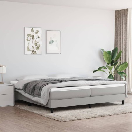 vidaXL Cama box spring con colchón tela gris claro 200x200 cm