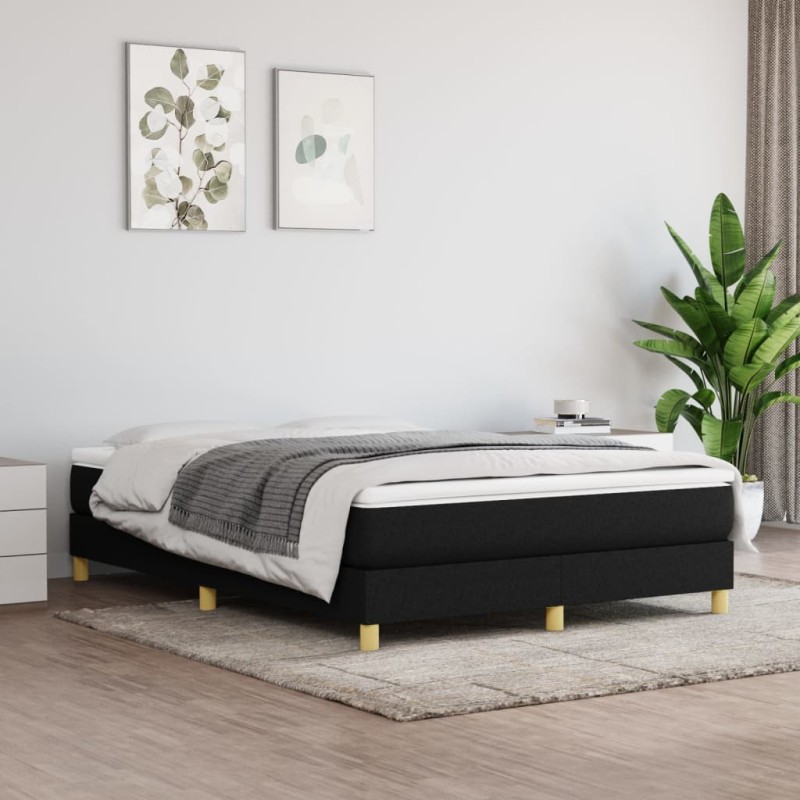 vidaXL Cama box spring con colchón tela negro 140x190 cm vidaXL Cama box spring con colchón tela negro 140x190 cm