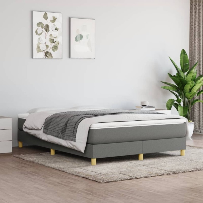 vidaXL Cama box spring con colchón tela gris oscuro 140x200 cm vidaXL Cama box spring con colchón tela gris oscuro 140x200 cm