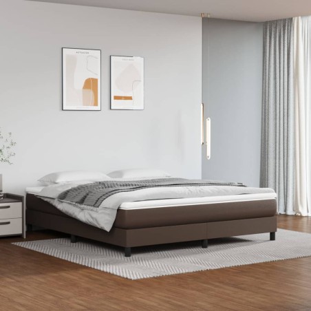 vidaXL Cama box spring con colchón cuero sintético marrón 160x200 cm