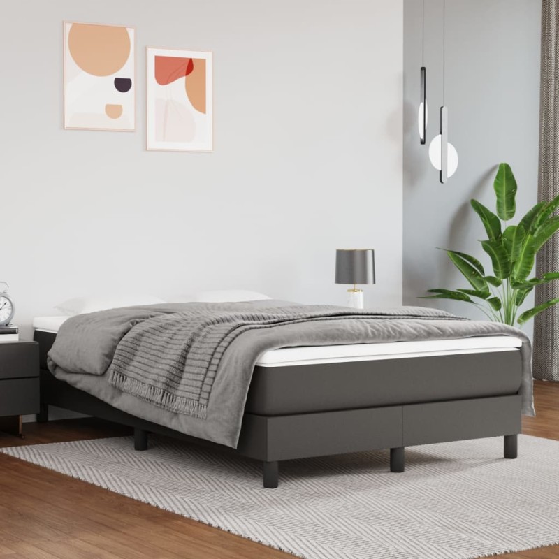 vidaXL Cama box spring con colchón cuero sintético gris 120x200 cm vidaXL Cama box spring con colchón cuero sintético gris 120x200 cm
