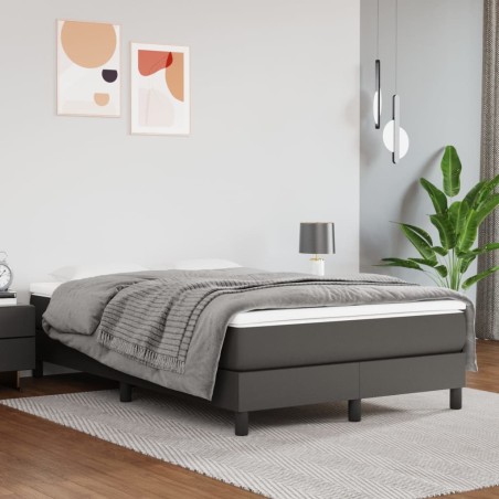vidaXL Cama box spring con colchón cuero sintético gris 120x200 cm